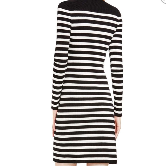 Vince Camuto Striped Turtleneck Dress Black White - Picture 3 of 3